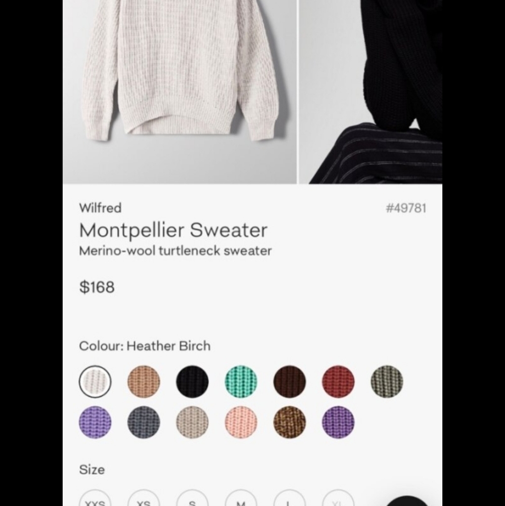 Aritzia montpellier sweater dark brown XS